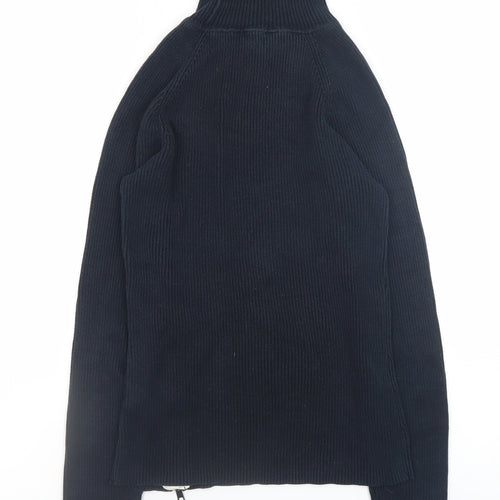 Dorothy Perkins Women Black Roll Neck Cotton Zip Jumper Size 12