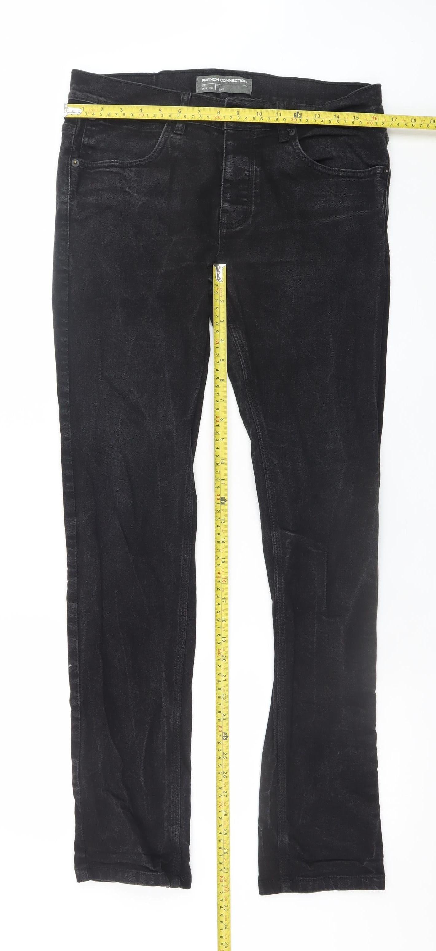 French Connection Men's Black Slim Fit Jeans W34 L34 Denim