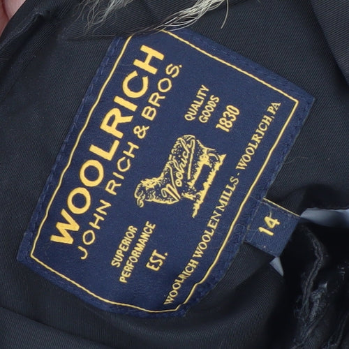 Woolrich Men's Black Down Puffer Jacket with Fur Hood Size 14
