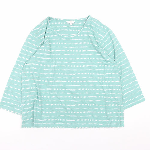 Cotton Traders Womens Green 3/4 Sleeve Cotton Jersey T-Shirt Size 16