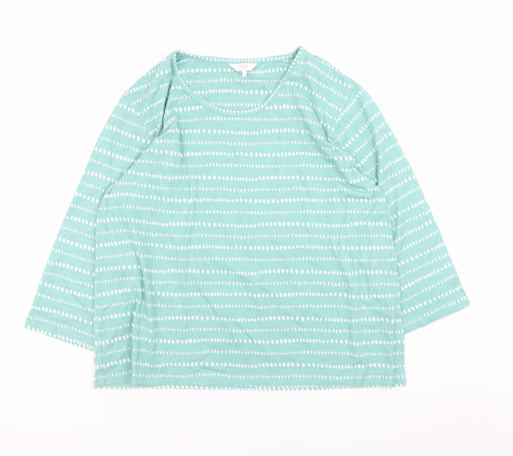 Cotton Traders Womens Green 3/4 Sleeve Cotton Jersey T-Shirt Size 16