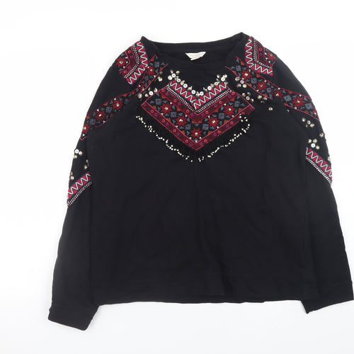 Monsoon Women’s Black Bohemian Beaded Cotton Jumper Size 14