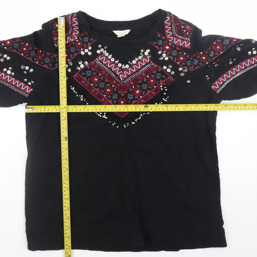 Monsoon Women’s Black Bohemian Beaded Cotton Jumper Size 14