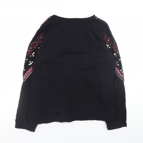 Monsoon Women’s Black Bohemian Beaded Cotton Jumper Size 14