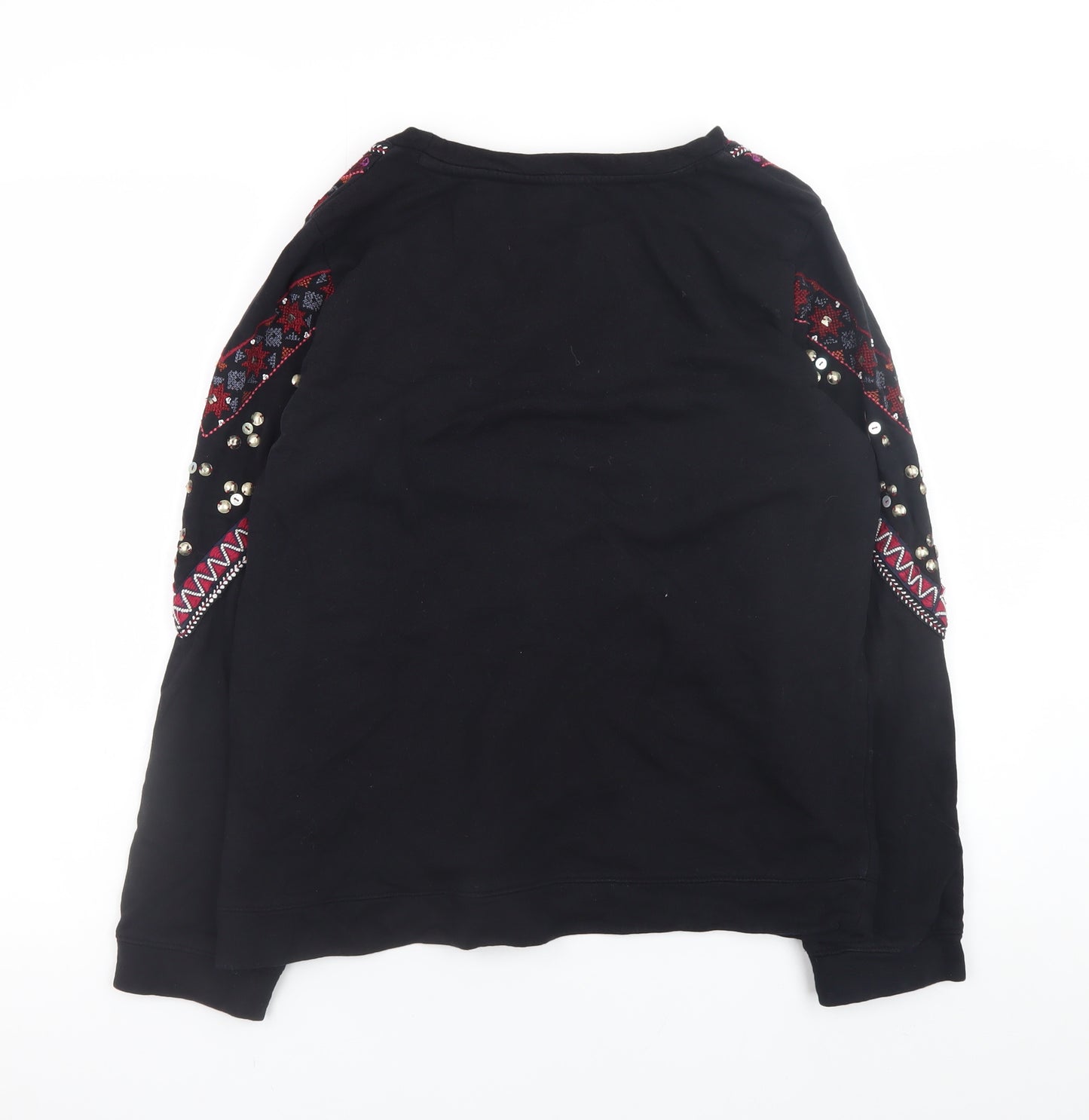 Monsoon Women’s Black Bohemian Beaded Cotton Jumper Size 14
