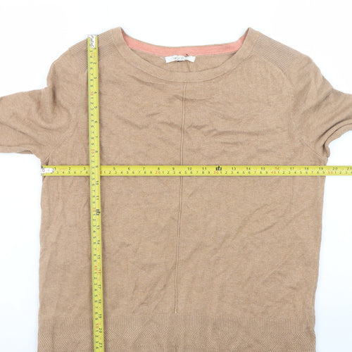 White Stuff Women’s Beige Crew Neck Cotton Merino Wool Jumper Size 12