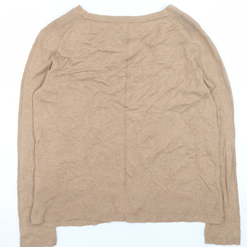 White Stuff Women’s Beige Crew Neck Cotton Merino Wool Jumper Size 12