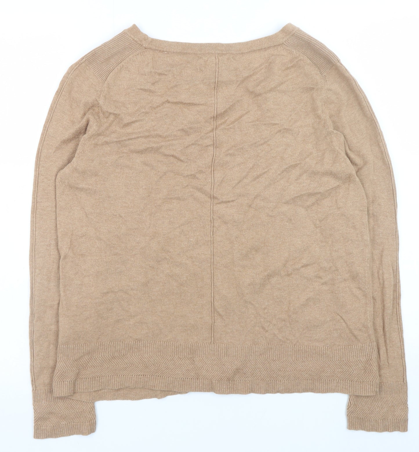 White Stuff Women’s Beige Crew Neck Cotton Merino Wool Jumper Size 12