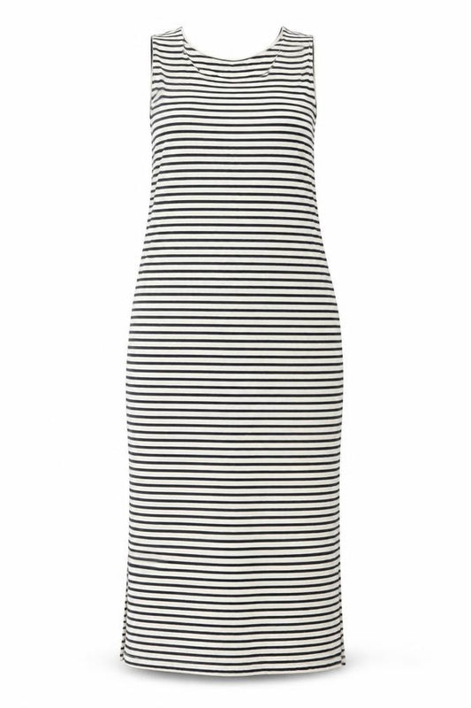 Front view of Vero Moda Women’s Black Stripe Sleeveless Tank Dress, size UK 12