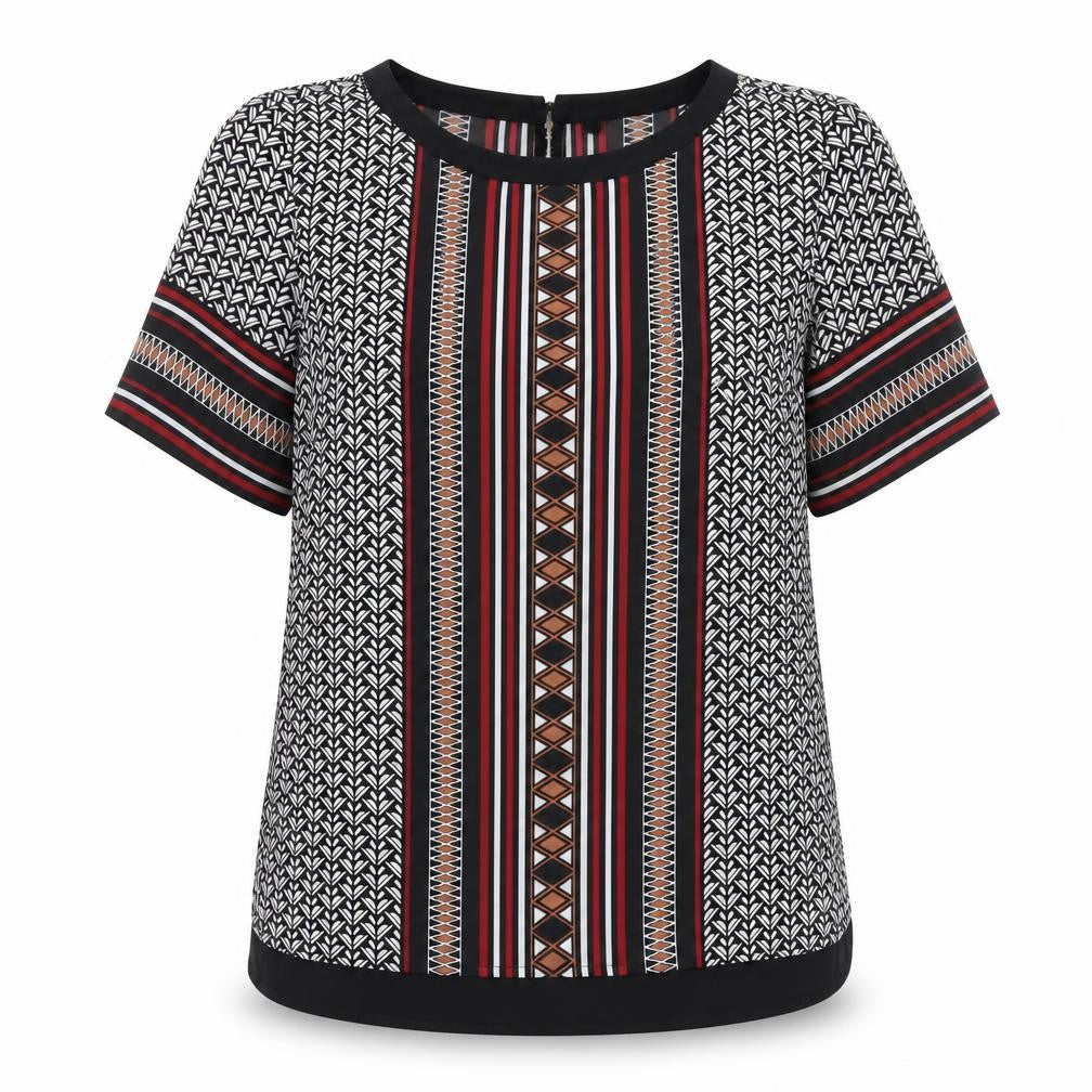 Front view of Oasis Women's Multicoloured Geometric Tunic Blouse, size 12