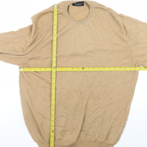 Hawick Knitwear Men Beige XL Wool Crew Neck Pullover Jumper