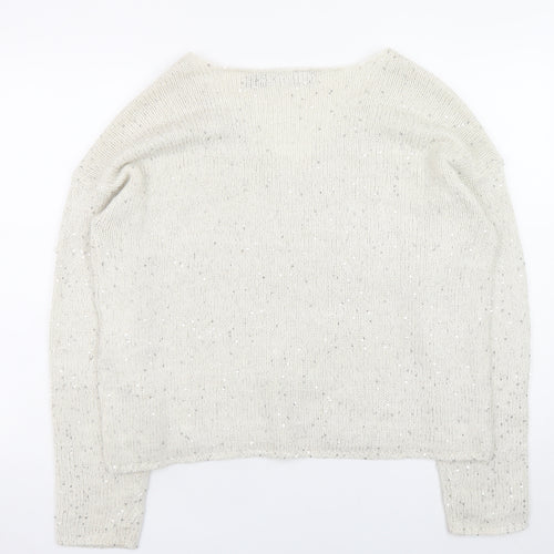 Vero Moda Women’s Ivory Sequin Knit V-Neck Jumper XL