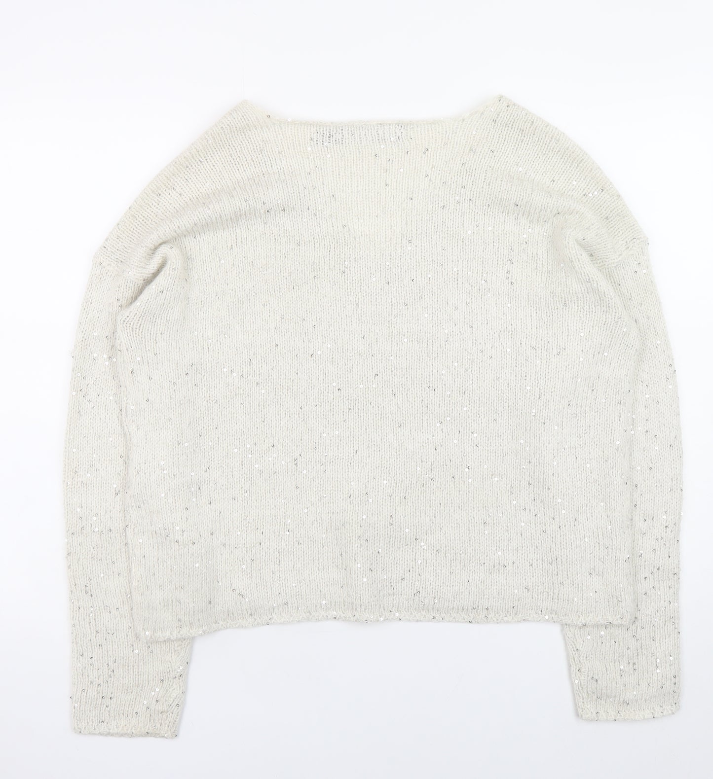 Vero Moda Women’s Ivory Sequin Knit V-Neck Jumper XL
