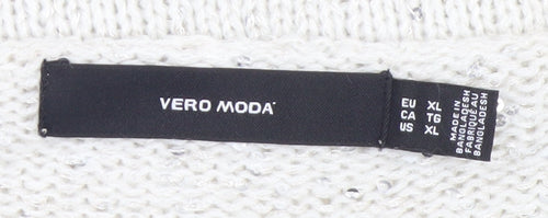 Vero Moda Women’s Ivory Sequin Knit V-Neck Jumper XL