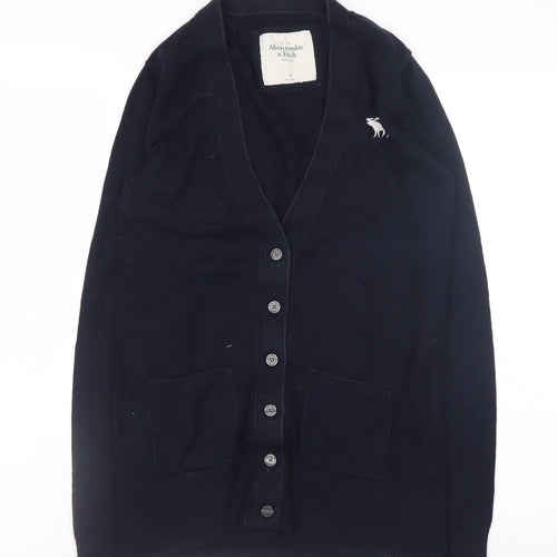 Abercrombie & Fitch Women's Black Cotton Blend V-Neck Cardigan Size M
