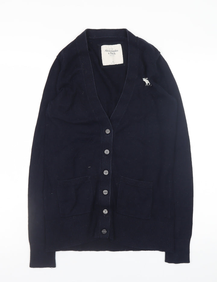 Abercrombie & Fitch Women's Black Cotton Blend V-Neck Cardigan Size M