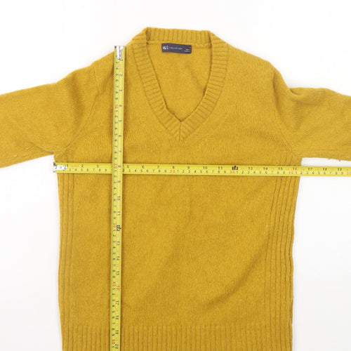 Marks and Spencer Women's Yellow Lambswool V-Neck Jumper Size 8