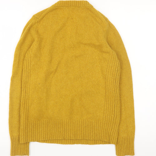 Marks and Spencer Women's Yellow Lambswool V-Neck Jumper Size 8