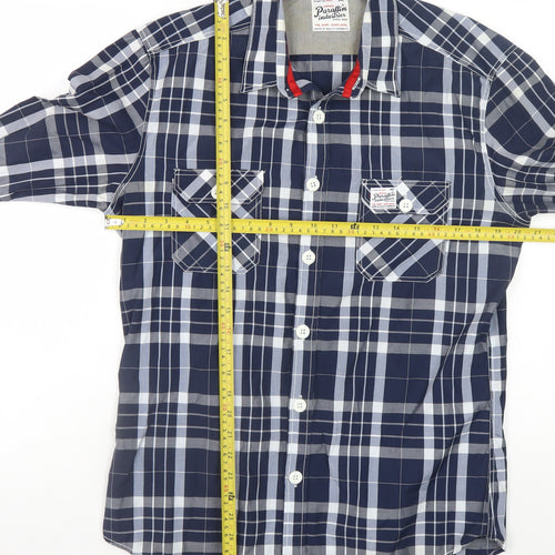 Paraffin Industries Men’s Blue Check Long Sleeve Button-Up Shirt L