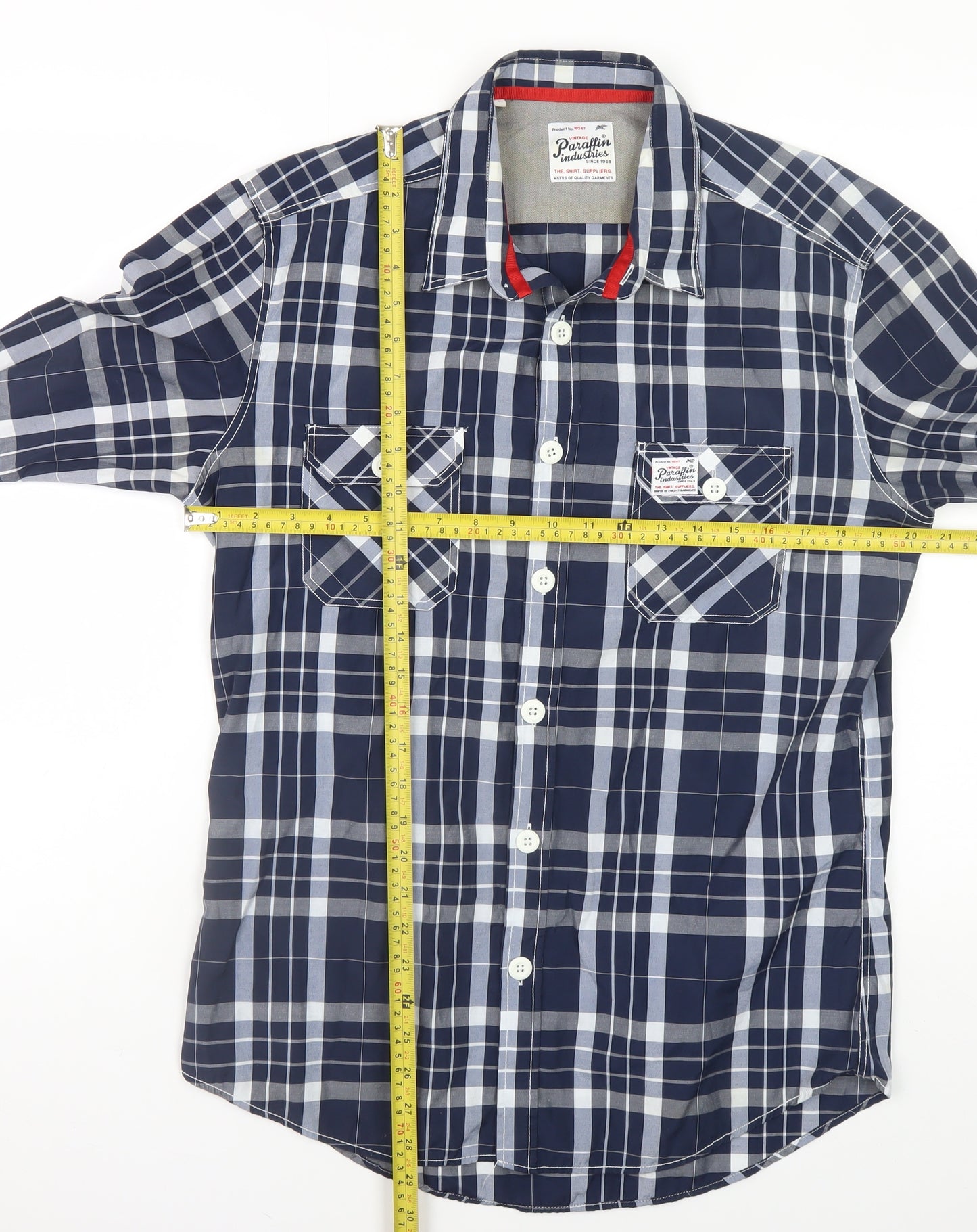 Paraffin Industries Men’s Blue Check Long Sleeve Button-Up Shirt L