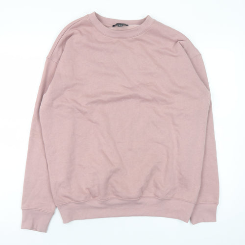New Look Women's Pink Pullover Sweatshirt Size S Cotton Blend