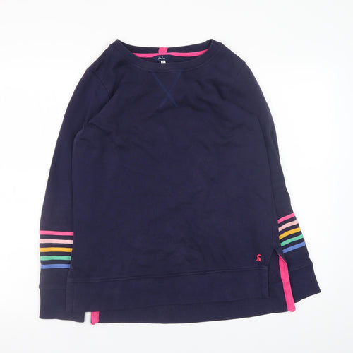 Joules Women's Blue Rainbow Stripe Cotton Pullover Jumper UK 6