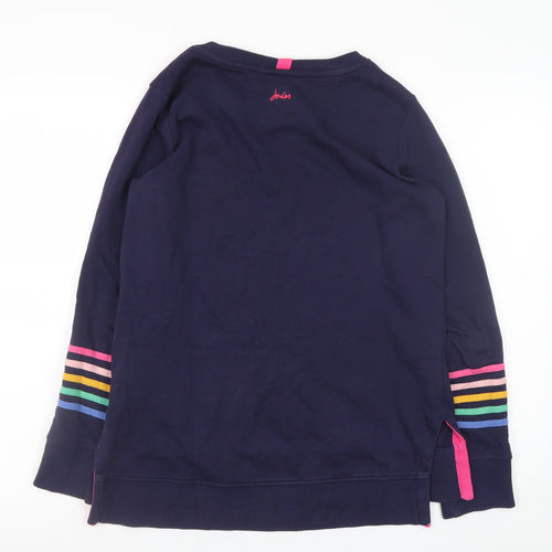 Joules Women's Blue Rainbow Stripe Cotton Pullover Jumper UK 6