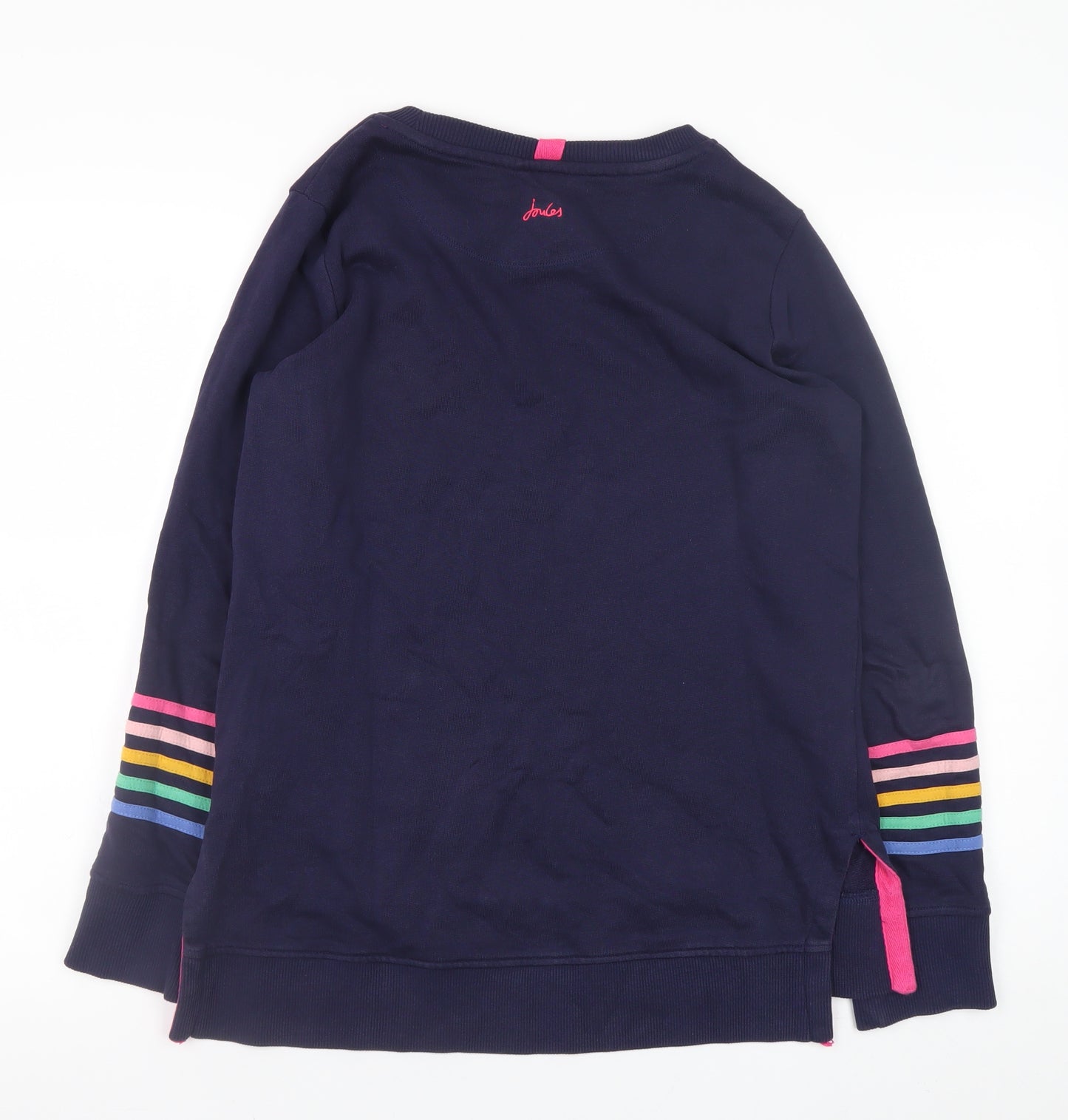 Joules Women's Blue Rainbow Stripe Cotton Pullover Jumper UK 6