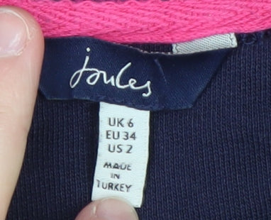 Joules Women's Blue Rainbow Stripe Cotton Pullover Jumper UK 6