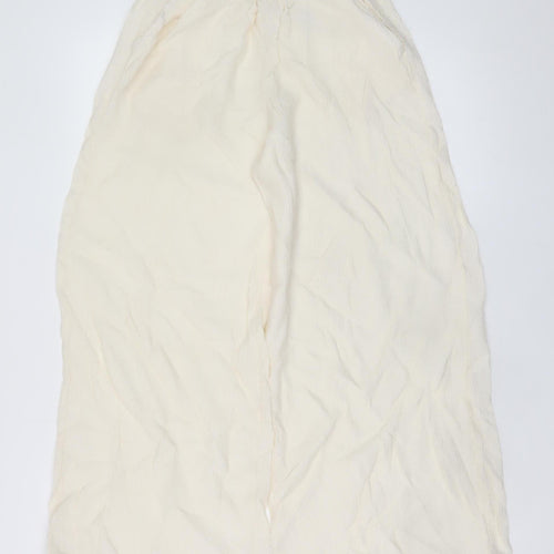 H&M Womens Ivory Wide-Leg Viscose Crepe Trousers Size 20