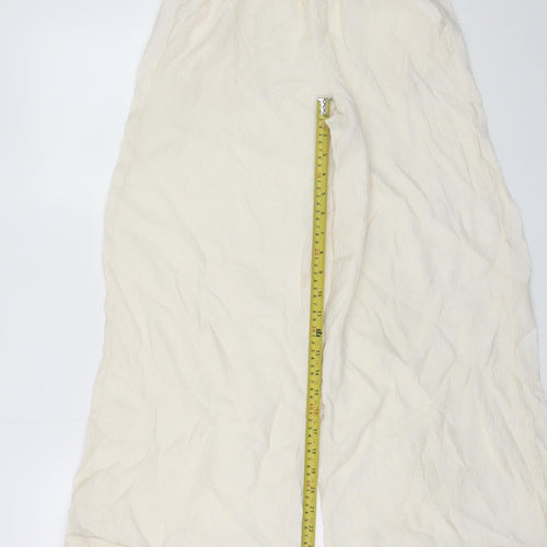 H&M Womens Ivory Wide-Leg Viscose Crepe Trousers Size 20