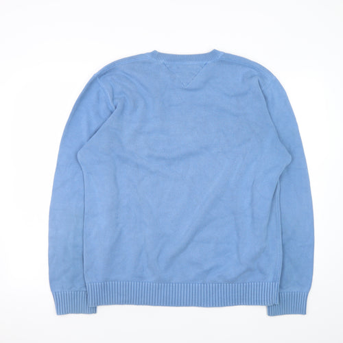 Tommy Hilfiger Men Blue XL Cotton Crew Neck Pullover Jumper