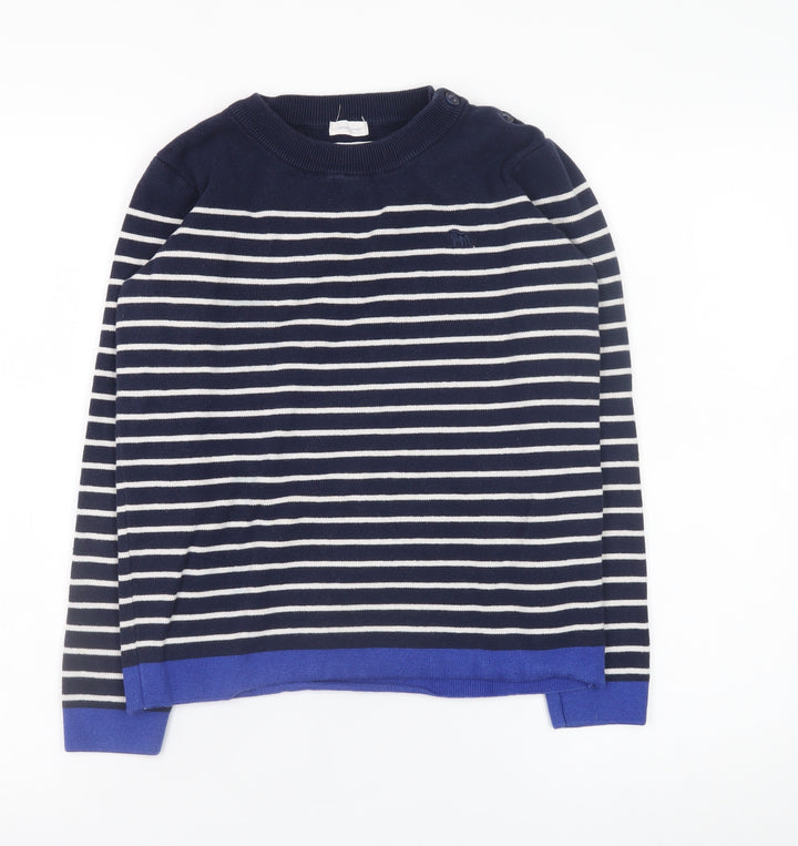 Jasper Conran Boys Navy Stripe Cotton Jumper 12-13 Years Crew Neck