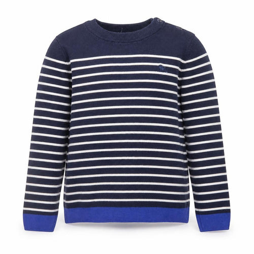 Jasper Conran Boys Navy Stripe Cotton Jumper 12-13 Years Crew Neck