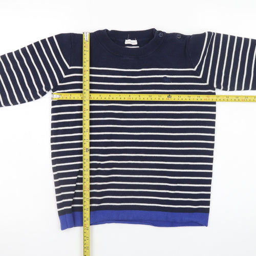 Jasper Conran Boys Navy Stripe Cotton Jumper 12-13 Years Crew Neck