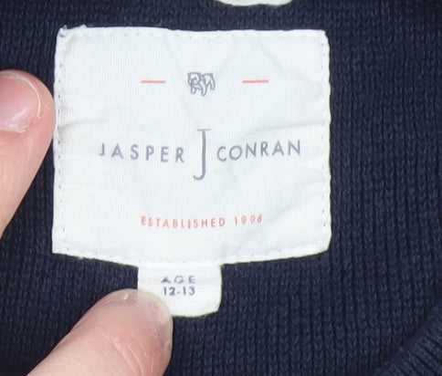 Jasper Conran Boys Navy Stripe Cotton Jumper 12-13 Years Crew Neck