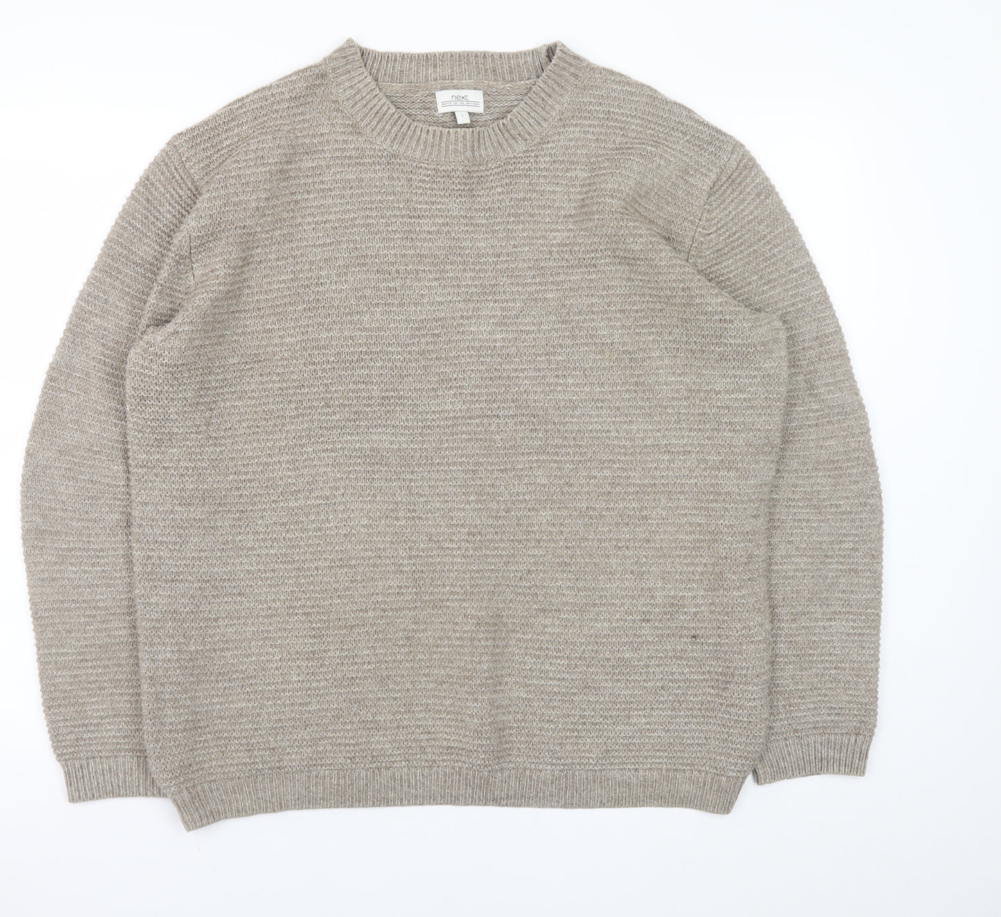 Next Men’s Beige Wool Acrylic Crew Neck Pullover Jumper Size L