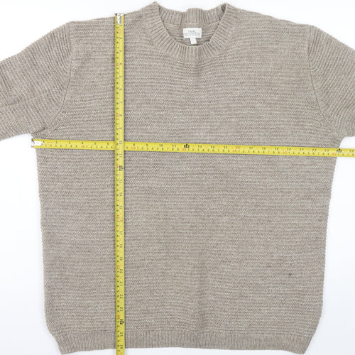 Next Men’s Beige Wool Acrylic Crew Neck Pullover Jumper Size L