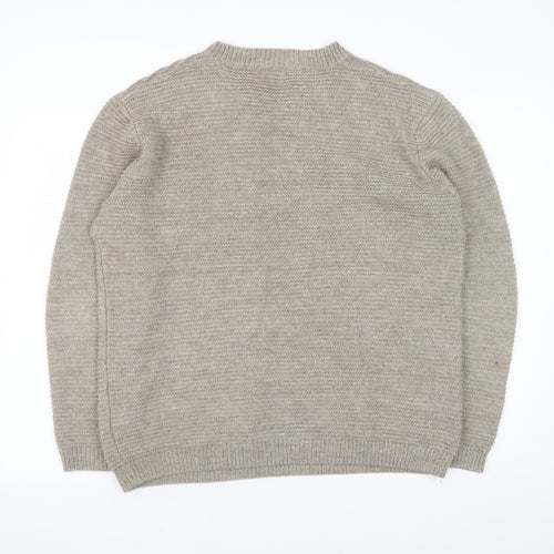 Next Men’s Beige Wool Acrylic Crew Neck Pullover Jumper Size L