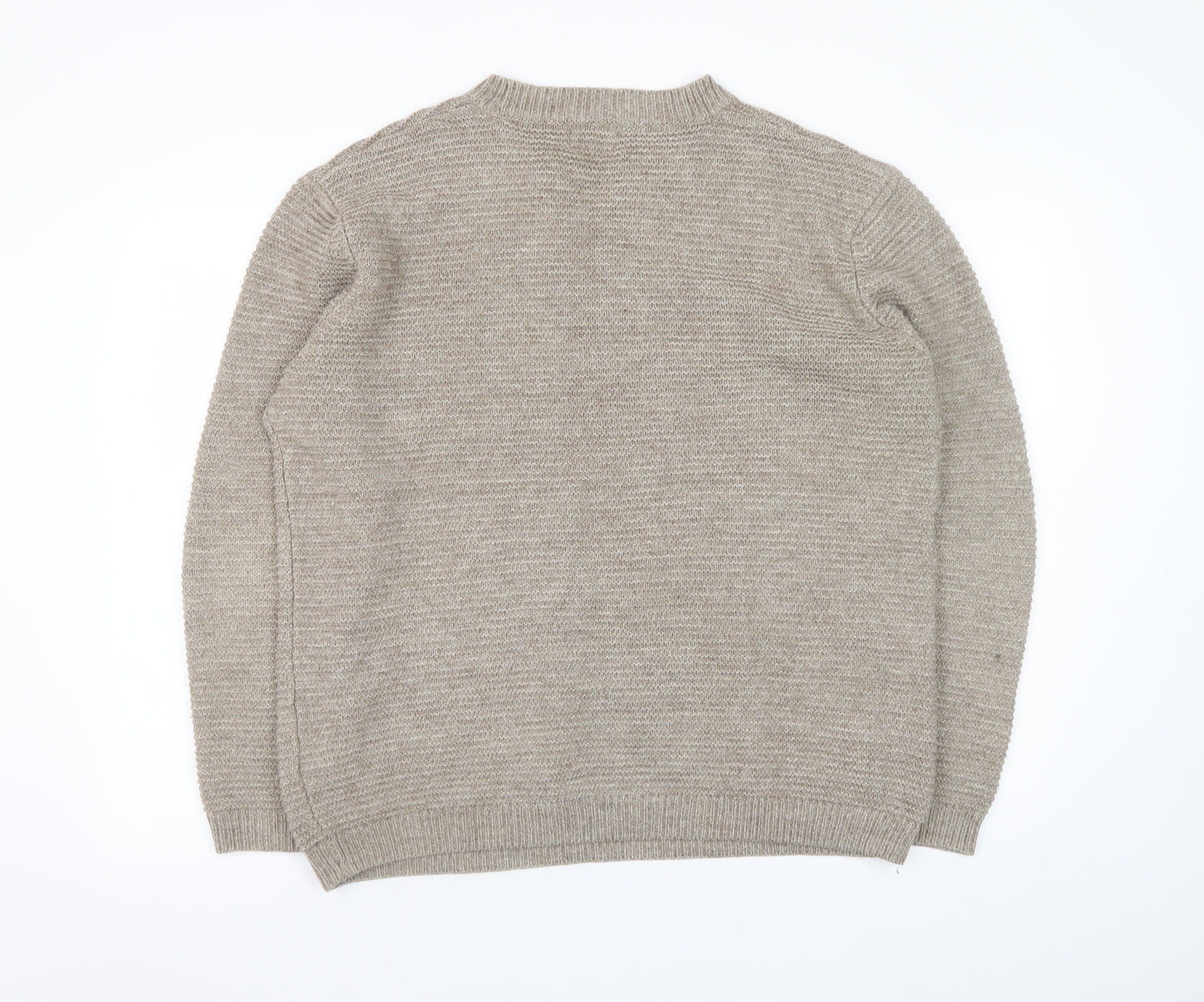 Next Men’s Beige Wool Acrylic Crew Neck Pullover Jumper Size L