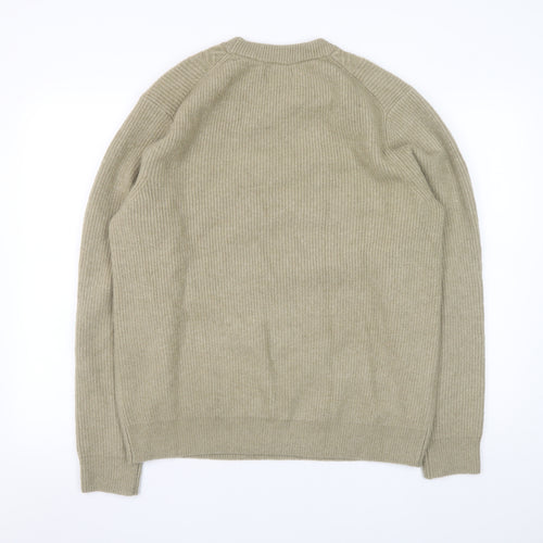 Marks and Spencer Men Beige Wool Blend Cable-Knit Jumper L