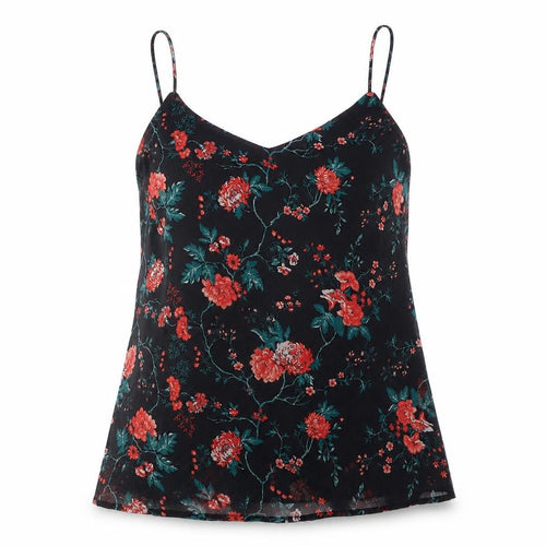 Vero Moda Women's Black Floral Camisole Top Size M Sleeveless