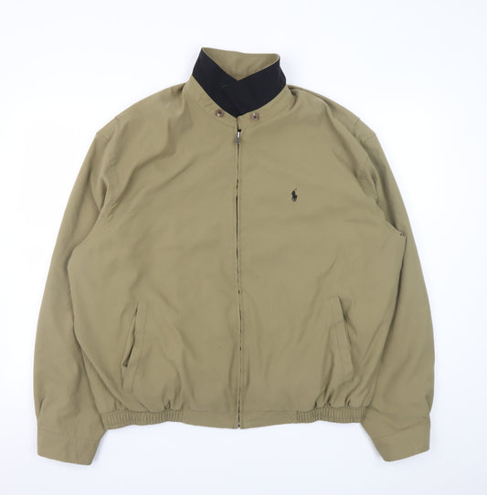 Ralph Lauren Men's Beige XL Bomber Jacket Full Zip Collared Lined