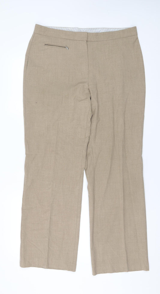 Marks and Spencer Womens Beige Size 14 Straight Leg Stretch Trousers