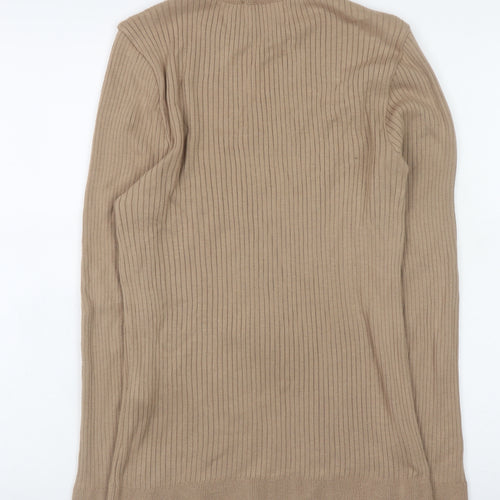 Topman Men's Beige Ribbed Knit Slim Fit Pullover Jumper Size S