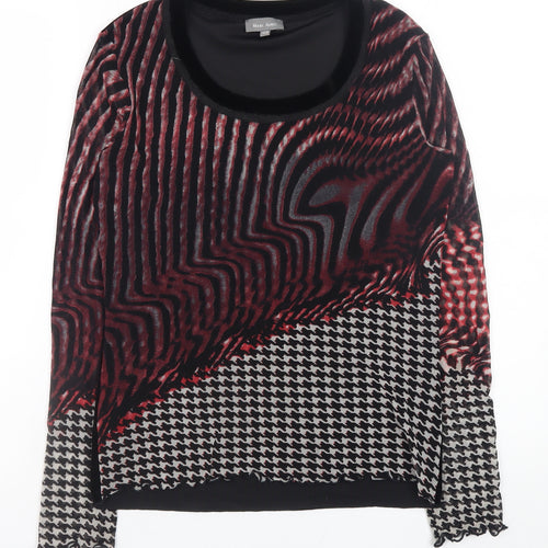 Marc Aurel Women’s Multicoloured Velvet Geometric Long Sleeve Blouse Size 12