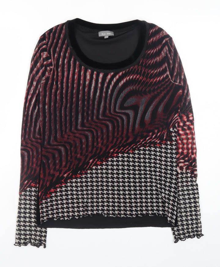Marc Aurel Women’s Multicoloured Velvet Geometric Long Sleeve Blouse Size 12