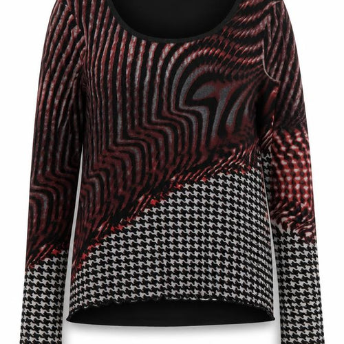Marc Aurel Women’s Multicoloured Velvet Geometric Long Sleeve Blouse Size 12