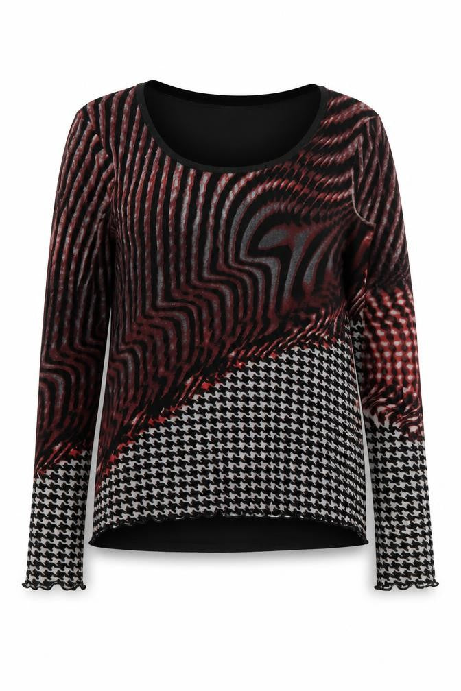 Marc Aurel Women’s Multicoloured Velvet Geometric Long Sleeve Blouse Size 12