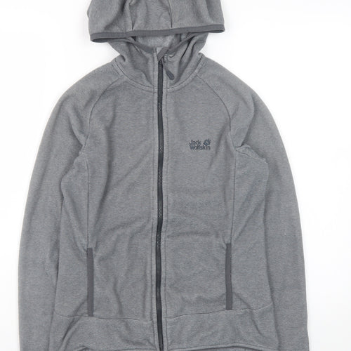 Jack Wolfskin Unisex Grey Full Zip Hoodie Size S Lightweight Outdoor